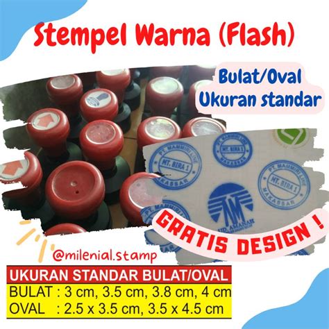 Jual Stempel Warna Otomatis Flash Ukuran Standar Bulat Oval Shopee