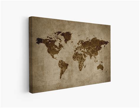 World Map Push Pin On Canvas Pins Included Pinboard Etsy
