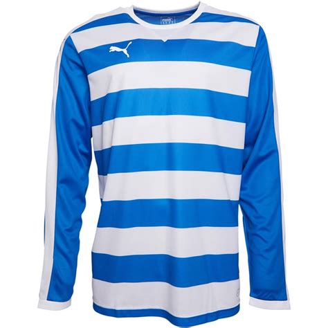 Buy Puma Mens Hooped Long Sleeve Football Jersey Royalwhite