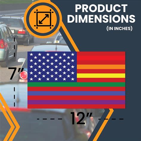 Magnet Me Up Gay Pride LGTBQ Rainbow American Flag Car Magnetic Decal X Inches Heavy Duty