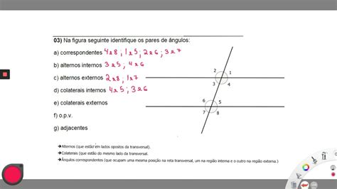 Exercícios Sobre Retas Paralelas Cortadas Por Uma Transversal