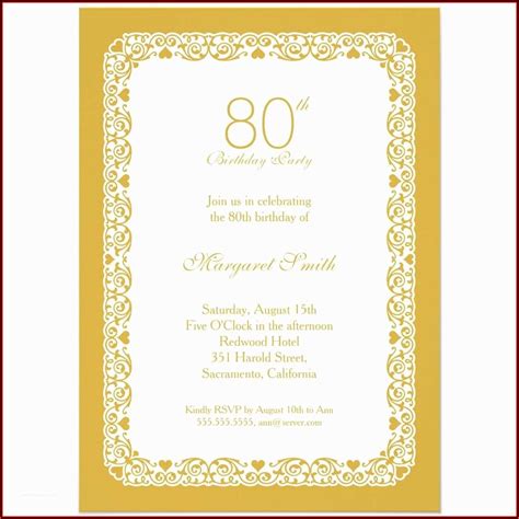 80th Birthday Invitation Templates Free Printable Template 1 Resume