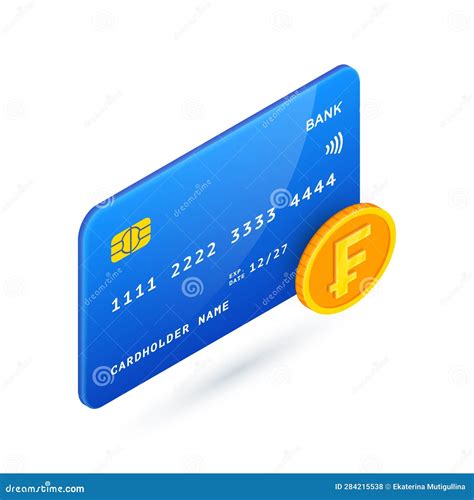 Swiss Frank Credit Card 3D Icon. Vector Isometric Credit Card with