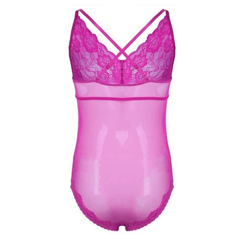 Hot Sissy Pouch Leotard Men Thong Top Lingerie Lace Bodysuit One Piece Nightwear EBay