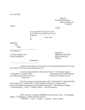 Juvenile Delinquency Order On Motion ForChange Of Venue Doc Template