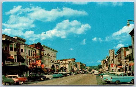 Vtg Stroudsburg Pennsylvania Pa Main Street View Old Cars 1960s