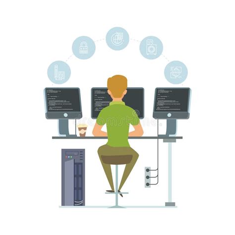 Programmer Information Technology Worker Vector Illustration