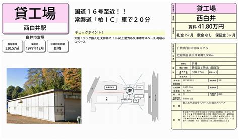 千葉県白井市富塚825西白井駅西白井 倉庫 F棟の貸し倉庫・貸し工場 詳細ページ｜千葉貸倉庫com 3963