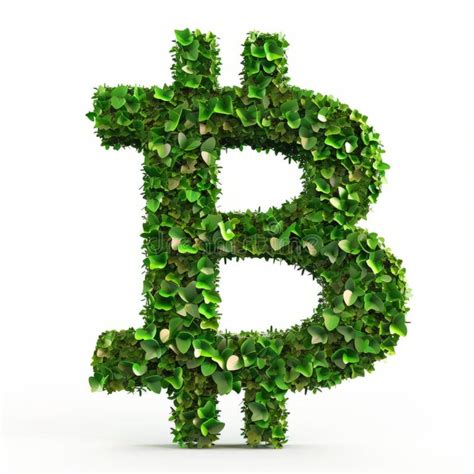 green bitcoin sign isolated  white background stock illustration