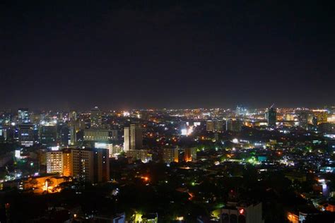 Cebu City at night. View from my balcony. : Philippines