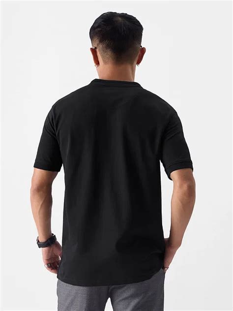 Buy Solids Midnight Black Men Mandarin Polo Online