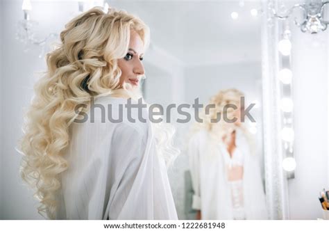 Luxurious Blonde Front Mirror Wearing White Stock Photo Shutterstock