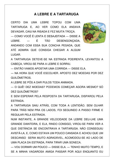 A Lebre E A Tartaruga Texto