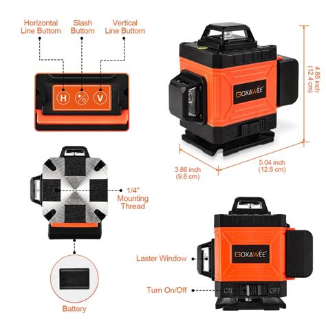 Goxawee 360 Laser Level 16/12 Lines 3D/4D Self-Leveling Nivel Laser ...