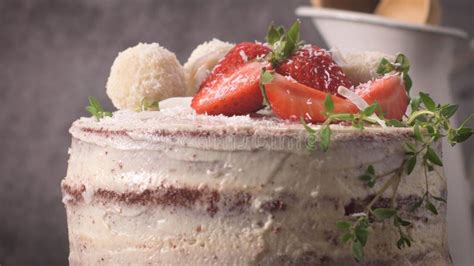 Naked Cake With Strawberries Stock Image Image Of Pastry Berry 293484933