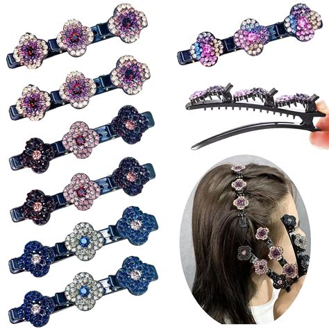 Amazon Jakeni Sparkling Crystal Stone Braided Hair Clips Pcs