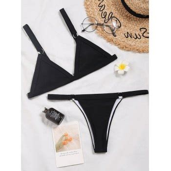 Emmiol Free Shipping Plain Triangle Bikini Set Black M In Bikini Sets Online Store EMMIOL