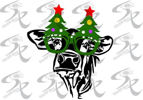 Cow With Christmas Glasses Svg Calf Head Svg Heifer Dxf Ai Pngsvg