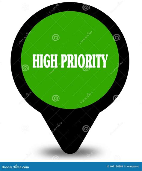 high priority  green location pointer graphic stock illustration