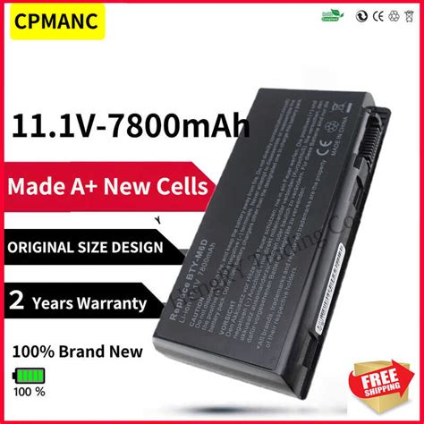 CPMANC 7800mAh 9 Cells Laptop Battery For MSI BTY M6D GT783H GX660