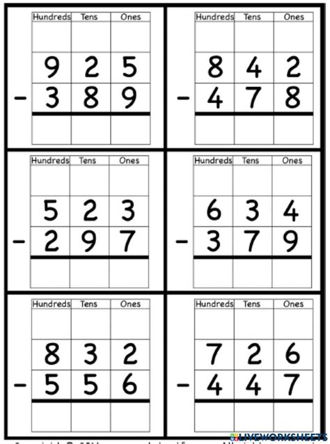 Digits Subtraction Worksheets And Exercise Engworksheets