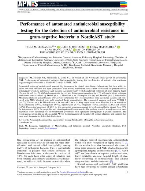 PDF Performance Of Automated Antimicrobial Susceptibility Testing For