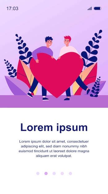 Premium Vector Happy Male Gay Couple Holding Red Heart Illustration