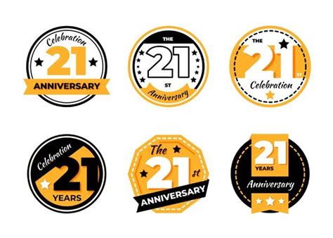 Free Vector | Flat 21 anniversary badge collection | Значок, 25 лет