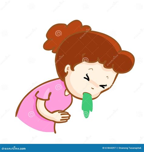 Ill Woman Vomiting Cartoon Cartoon Vector 61844297