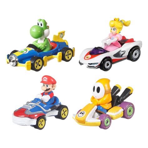 Figurka Mario Kart Pack Yoshi Peach Mario Shy Guy Hot Wheels Xzone Cz