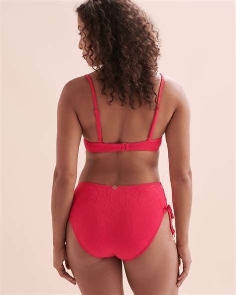 TURQUOISE COUTURE Floral Mist Textured Push Up Bikini Top Bright Pink Bikini Village