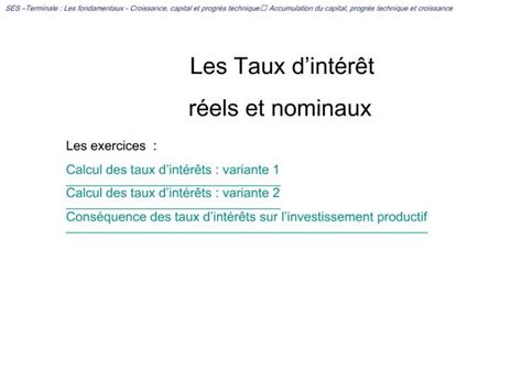 Ppt Les Taux D Int R T R Els Et Nominaux Powerpoint Presentation