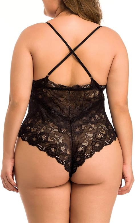 Xakalaka Women Plus Size Lace Bodysuit Teddy Lingerie One Piece Babydoll Clubwear S Xxxxl At