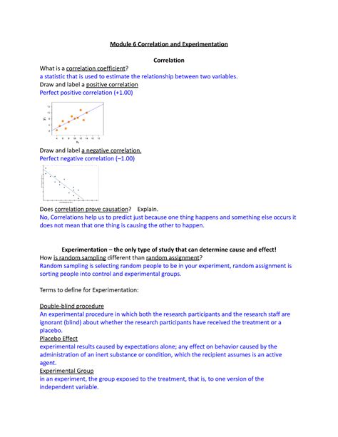 Ap Psych Unit 2 Mods 6 8 Reading Guide Module 6 Correlation And