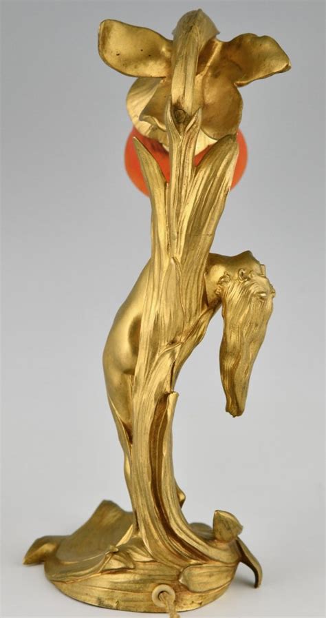 Art Nouveau Gilt Bronze Lamp With Nude Deconamic