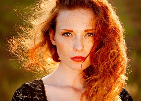 Brunette Nataly Women Face Portrait Redhead Blue Eyes Ann Nevreva Hd