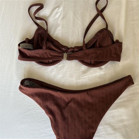 Brown Bikini Set Swimwear Size S Depop