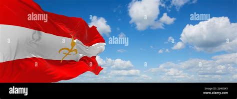 Official Flag Of Imperial Free City Of Trieste Austria At Cloudy Sky