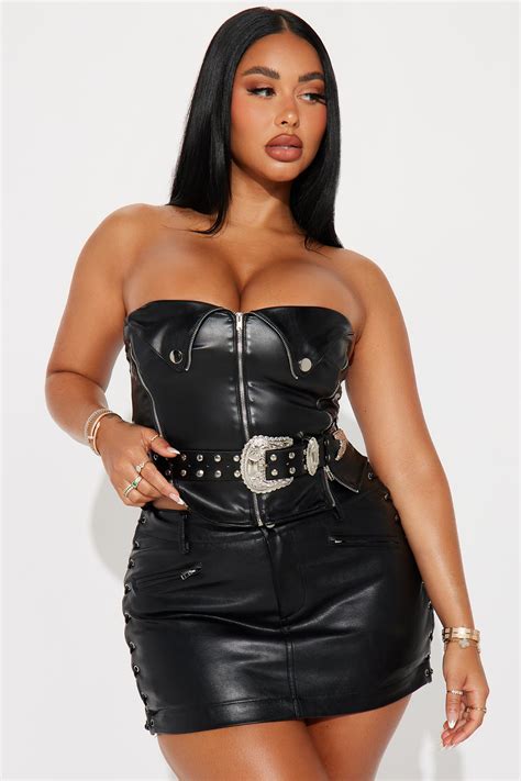 Harley Belted Faux Leather Corset Top - Black | Fashion Nova
