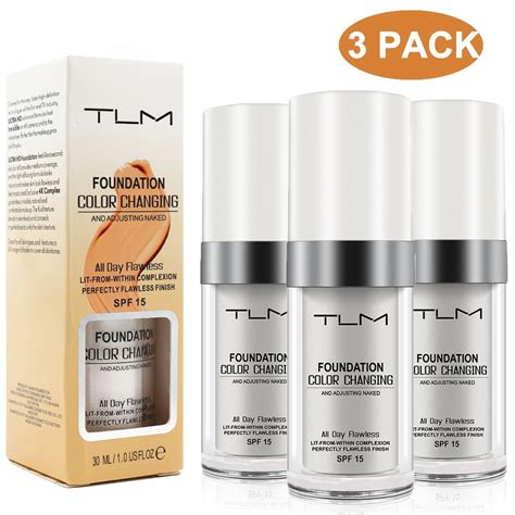 Tlm Pack Color Changing Foundation Flawless Finish Liquid Makeup Nude Face Concealer Cover