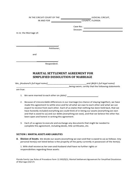 49 Editable Marital Settlement Agreements Wordpdf Templatelab