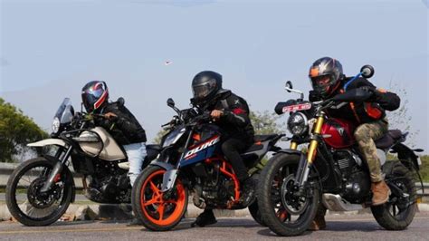 Triumph Scrambler X Vs Re Himalayan Vs Ktm Duke Drag Race