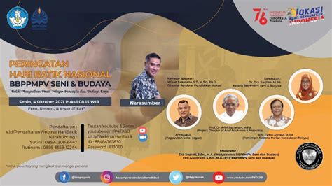 Webinar Peringatan Hari Batik Nasional Bbppmpv Seni Dan Budaya Youtube