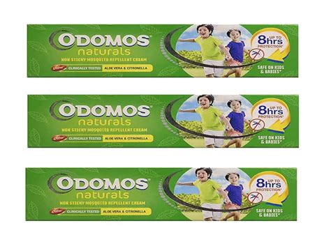 Odomos Naturals Non-Sticky Mosquito Repellent Cream - 100 Gm pack of 3 ...