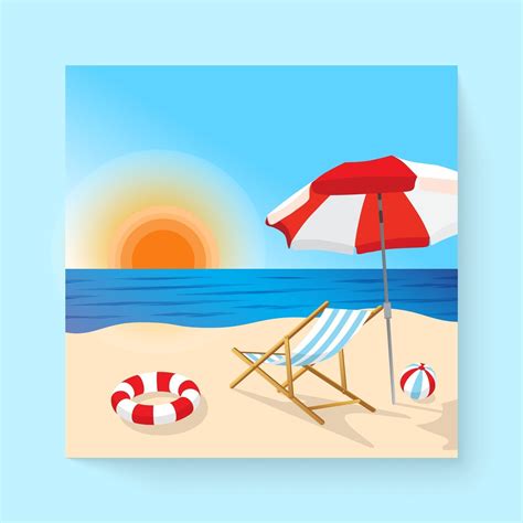 Summer Beach landscape cartoon vector 2914721 Vector Art at Vecteezy