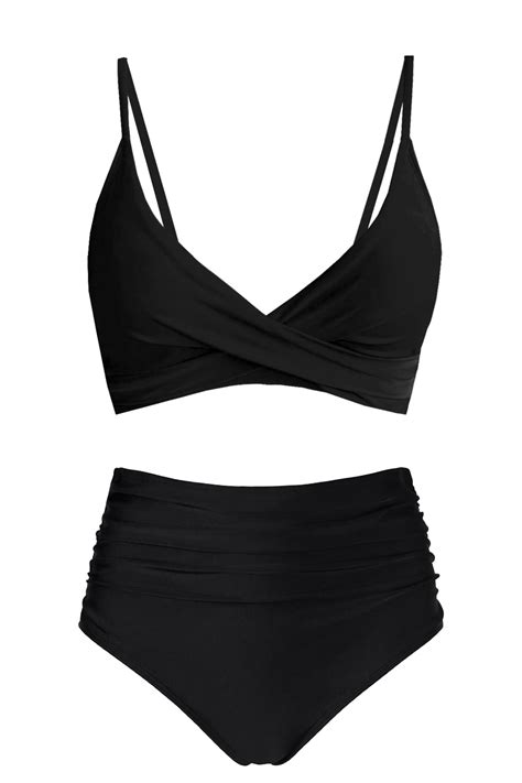 Amazon Amy Babe Women S High Waisted Bikini Sets Push Up Twist Front Spaghetti Straps