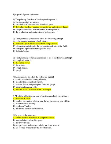 SOLUTION: BIO202L Grand Canyon The Primary Function of The Lymphatic System Questions - Studypool