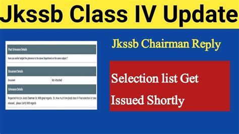 Jkssb Class Iv Final Selection List Big Update Jkssb Reply Youtube