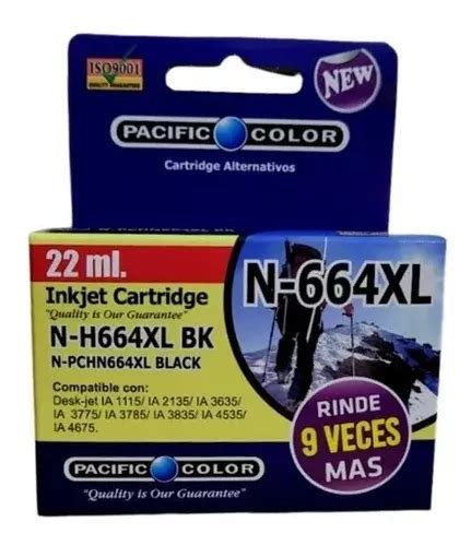 Tinta Hp 664 Xl Negro 22ml Alternativa Pacific Color Cuotas sin interés