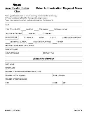 Fillable Online Standardized Prior Authorization Request Form ...